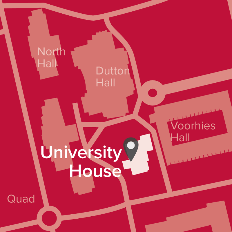 Campus map showing Universtiy House where NAASSC is located