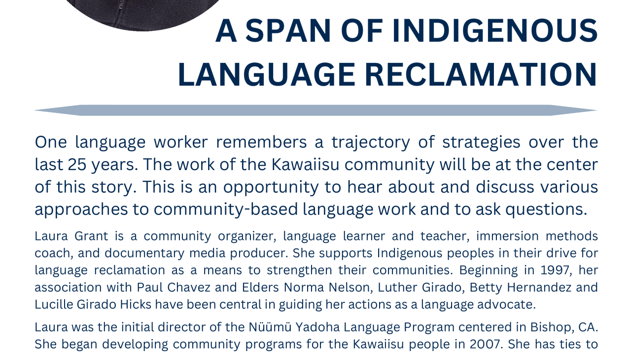 Flier for A Span of Indigenous Language Reclamation Event